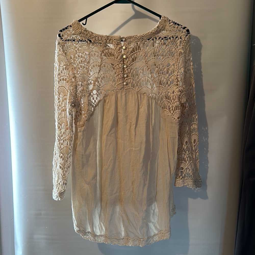 Lace and Linen bohemian shirt - S (8-10)